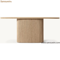 Table console moderne en chêne de luxe, table d'entrée en bois cannelé, design minimaliste pour salon, couloir
