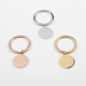 Mirror Polished Cheap Custom Logo Blank Stamp Key Chains Round Charm Keychains