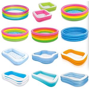 Piscine gonflable pour bébé <span class=keywords><strong>Intex</strong></span> 58446, taille 66 pouces x 15 pouces, 1,68 m x 38 cm, bleu cristal, trois anneaux, pour jeux aquatiques en extérieur - Product Image 2