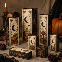 Boîte en carton rigide kraft avec impression de motifs d'Halloween personnalisés, petit carton auto-pliant en papier pour parfums et cosmétiques