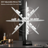Miroir de maquillage de bureau LED avec cadre en cristal, miroir de beauté rond intelligent pour la table de maquillage de la chambre - Style Instagram