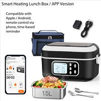 Boîte à lunch chauffante intelligente, chauffe-aliments électrique rechargeable 100W avec contrôle par application mobile, séparateur amovible pour l'école et les activités de plein air