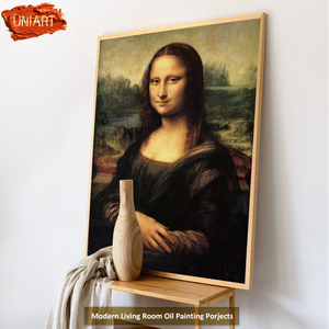 Uniart nhà máy bán buôn nghệ thuật nổi tiếng sơn Mona Lisa sinh sản Hand Painted Tranh sơn dầu tường nghệ thuật cho trang trí nội thất - Product Image 5
