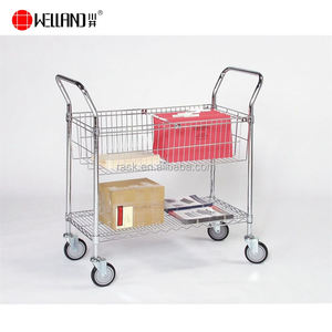 조정 가능한 2 층 병원 금속 와이어 바구니 <span class=keywords><strong>4</strong></span> 륜 - Product Image 2