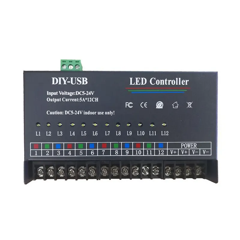 USB DIY LED RGB RGBW Controller 12 Channel Programmable Controller 5A*12CH LED Controller For 3528 5050 Led Strip