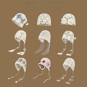 Sombrero de cubo de ganchillo retro elegante para mujer <span class=keywords><strong>con</strong></span> borla <span class=keywords><strong>tejida</strong></span> <span class=keywords><strong>a</strong></span> mano <span class=keywords><strong>con</strong></span> punta hueca para escena informal de verano - Product Image 1