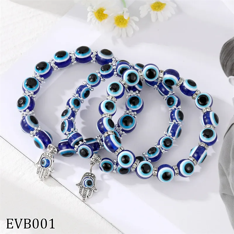 Trang Sức Cổ Điển Cho Nữ Vòng Tay Hạt Mắt Thổ Nhĩ Kỳ Sặc Sỡ Vòng Tay Co Giãn Hamsa Charm Mắt Quỷ Thời Trang