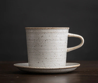 Ensemble tasse et soucoupe en porcelaine de style rétro personnalisable avec plateau - Compatible lave-vaisselle et micro-ondes pour café et décoration intérieure