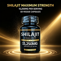 Capsules de Shilajit OEM 15250mg Équivalent Force Maximale 60 Capsules Végétales Complément Alimentaire Bien-être Quotidien