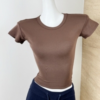 Geribbeld Katoenen Dames T-Shirt Groothandel Hoge Kwaliteit Zwaargewicht Gepersonaliseerde Crop Getailleerd T-Shirt Voor Mannen