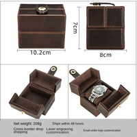 Eonluxe Boîte à montre portable carrée à 1 emplacement, artisanale, résistante aux chutes, en cuir de vachette finition Crazy Horse, boîte de rangement d'origine