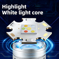 Lampe torche d'urgence à sept couleurs super lumineuse, étanche IP65, 1000+ lumens, faisceau de 1000 m, zoom télescopique, en alliage d'aluminium, LED extérieure