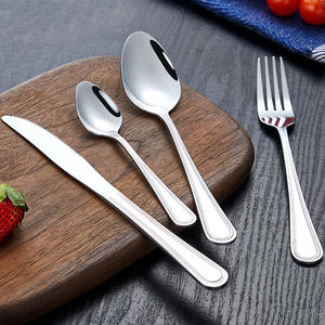 Ensemble de couverts en acier inoxydable à double ligne quatre pièces principales-couteau fourchette cuillère à steak pour hôtels - Product Image 1