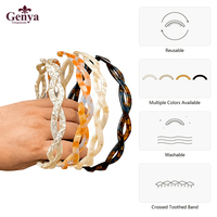 Genya Fashionable Solid Color Acetate Cross Woven Multifunction Hair Band untuk Wanita, Ikat Kepala Anti Selip untuk Penggunaan Sehari-hari dan Riasan.