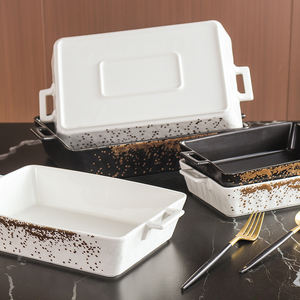 Plats à four rectangulaires en céramique et <span class=keywords><strong>porcelaine</strong></span> blanche nordique Towin, 10/12/14 pouces, écologiques, compatibles lave-vaisselle et micro-ondes - Product Image 3