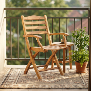 Silla Plegable de Jardín Olin Moderna de Madera de Teca con Acabado en Color Natural, Muebles de Exterior con Patas Cónicas y Estructura de Madera Sólida - Product Image 1