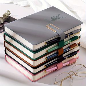 Cuaderno A5 de Cuero con <span class=keywords><strong>Tapa</strong></span> <span class=keywords><strong>Dura</strong></span>, Encuadernación Cosida, Banda Elástica, Tipo Carpeta, Logotipo Personalizado en Relieve, Ranura <span class=keywords><strong>Invisible</strong></span> para Bolígrafo, 80 Hojas - Product Image 4