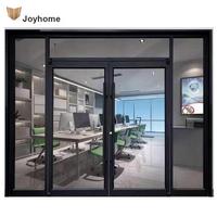 2025 nouvelle porte de vitrine en aluminium Style français porte en verre entrée battante commerciale Kfc poulet porte en aluminium