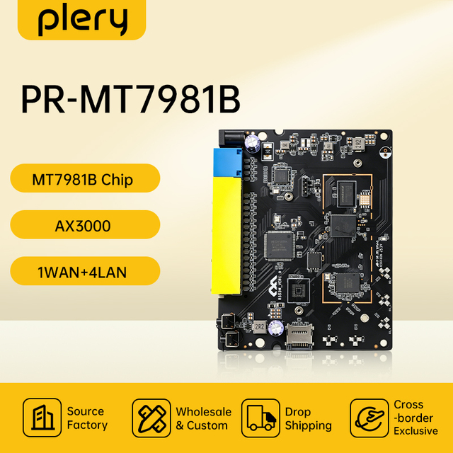 Plery MT7981BA + MT7976 Home AX3000M Dual-Band WiFi 6 Full Gigabit 2-port Router PCBA Circuit Board