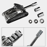 Kit d'outils de réparation de vélo 16-en-1 en ABS et métal, gadget de survie multifonction pour cyclisme en extérieur et camping, patch multifonction léger de 512g pour hommes