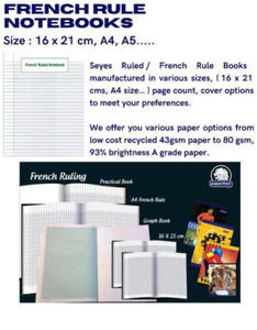 Cuadernos a rayas franceses de calidad genuina con forma rectangular tamaño A4 tipo espiral encuadernación cuadernos a rayas francesas - Product Image 3