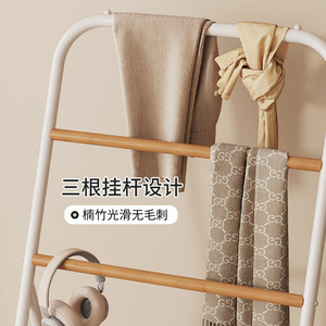 OY-LH Bedside Clothes <b>Rack</b> Double Rod Standing <b>Coat</b> <b>Stand</b> Nordic Style Home Use Clothing Organizer - Product Image 2