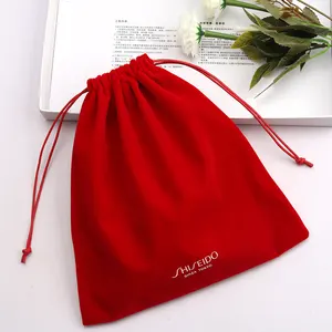 Kundendefiniertes Logo große rote Samt-Zugbandtaschen für Bekleidung Kamera-Speicherverpackung Samt-Stoff-Zugband Staubbeutel