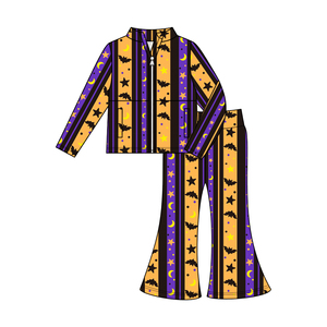 Nuovo Lancio di Prodotto: Set Due Pezzi per Bambine Halloween, Giacca Slim Fit con Zip Frontale e Pantaloni a Zampa, Abbigliamento Athleisure - Product Image 3