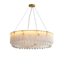 Lustre en cristal design, entièrement en cuivre, en albâtre naturel, éclairage de luxe pour villa, maison duplex, salle à manger, salon, chambre à coucher
