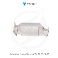 Downpipe Baja Anti Karat YT dengan Konverter Katalitik 3-arah dan Insulasi Cocok untuk Audi A6 A7 C7.5 2.0T National V 2WD/4WD