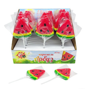 Sucettes en forme <span class=keywords><strong>de</strong></span> pastèque HALAL personnalisées en gros, 20g, bonbons durs aromatisés aux fruits - Product Image 2