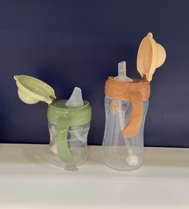 Vaso de entrenamiento para bebés con doble asa, tapa abatible, boquilla excéntrica, boca ancha y adorable diseño de dibujos animados - Product Image 6