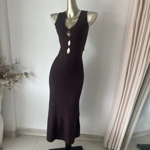 Robe de plage décontractée <span class=keywords><strong>en</strong></span> tricot côtelé pour femme, sexy, maxi, col <span class=keywords><strong>en</strong></span> V évidé, sans manches, coupe trapèze, cache-maillot de bain, pour les <span class=keywords><strong>vacances</strong></span> d'été - Product Image 5