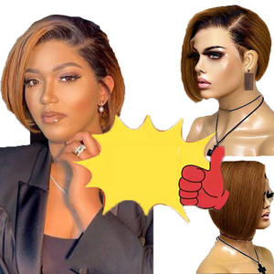 Perruque pour femmes en <span class=keywords><strong>cheveux</strong></span> humains à 100%, <span class=keywords><strong>cheveux</strong></span> <span class=keywords><strong>courts</strong></span> à raie latérale 13*4 avec dentelle, styles brésiliens et vietnamiens en stock, prix de gros - Product Image 2