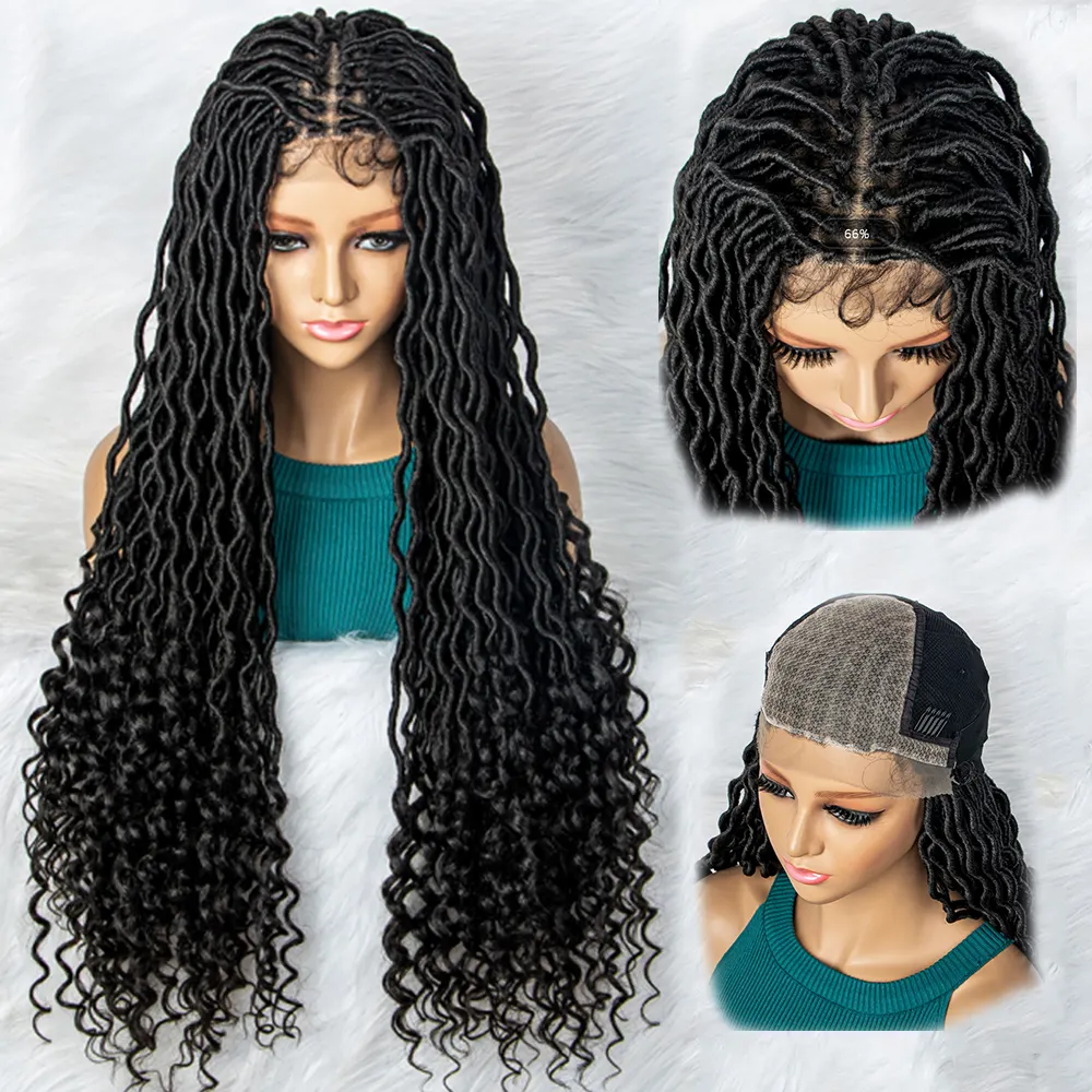 Wholesale Glueless Full Lace Braided Wigs,Handmade Cornrow Synthetic Hair Box Braid Wig,African Braided Lace Front Wigs Vendors
