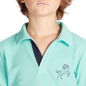 POLO de malla de manga corta para niños, color turquesa, azul marino, 500 - Product Image 6