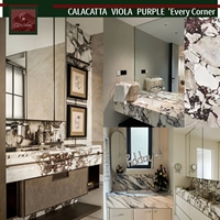 GOLDKING Marbre Calacatta Viola de Luxe pour Sols et Murs de Salle de Bain d'Hôtel, Plans de Travail de Vanité aux Riches Veines Violettes, Résistant, Idéal pour les Espaces Haut de Gamme