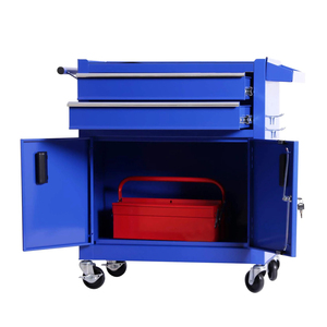 Double Layer Double Door Portable <b>Tool</b> Cart with Hanging Rack Handle Platform - Product Image 3