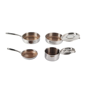 Minimalist Design Non-Stick <b>Induction</b> Compatible With Lids 4-Piece Stainless Steel <b>Cookware</b> <b>Set</b> - Product Image 5