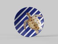 Assiette en mélamine légère à motif rayé de crabe ermite nautique côtier pour la restauration hôtelière, les pique-niques en plein air et l'usage quotidien en cuisine