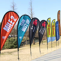 Drapeaux publicitaires personnalisés avec logo et support, impression par transfert thermique, drapeau de plage réutilisable pour affichage extérieur