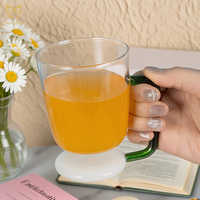 Mug en verre coloré sans plomb fait à la main, 250 ml, résistant aux chocs thermiques, pour le lait chaud et le café froid