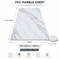 Panneau mural en PVC imperméable effet marbre en gros, 1220*2440, grande taille pour revêtement mural de bureau