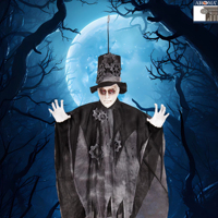 Décoration d'Halloween : Fantôme Noir Suspendu Effrayant avec Yeux Clignotants – Idéal pour Fêtes, Bars et Décoration de Maisons Hantées