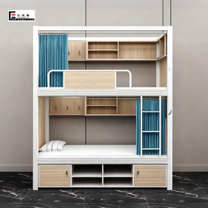 <span class=keywords><strong>Lit</strong></span> superposé en métal avec glissière et rideaux d'intimité pour étudiants, personnel, travailleurs et voyageurs - Product Image 1