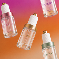 Flacon compte-gouttes en verre transparent de 30ml pour le visage et le corps avec couvercle en or blanc de luxe personnalisé pour cosmétiques