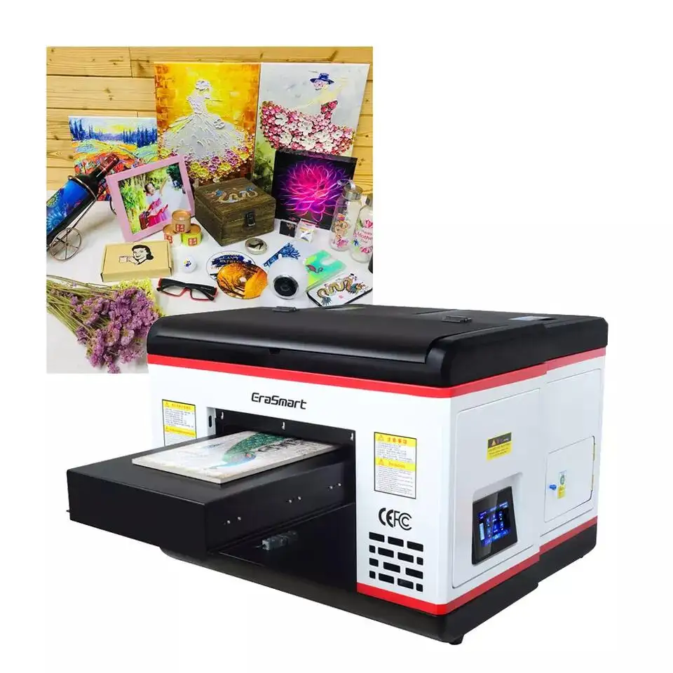 EraSmart 미니 UV 프린터 A3 소형 데스크탑 명함 비닐 백 잉크 천 인쇄용 아크릴 병 전화 케이스