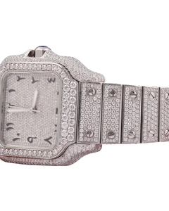 Montre intelligente personnalisée pour homme, avec mouvement antique, nouveau bracelet, cadran arabe, en or blanc et diamants Moissanite VVS - Product Image 3