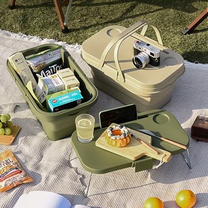 Vente flash : Baignoire pliable avec poignée, gain de place, conteneur de rangement pour le camping, boîte de pique-nique pliable portable, panier - Product Image 2