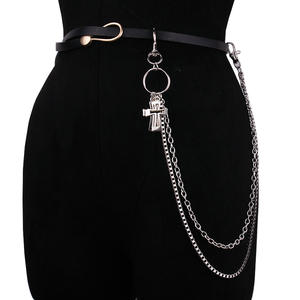 Punk Hip Hop Waist <b>Chain</b> Double Layer <b>Cross</b> Pendant Zinc Alloy Street Style Fashion Body <b>Chain</b> For Daily Wear - Product Image 2